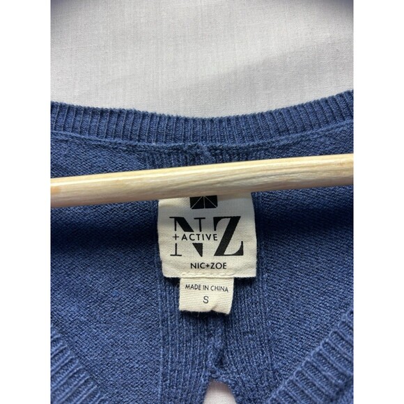 Nic & Zoe Women’s Navy Blue Twist Open Back Pullover Sweater Small - Picture 3 of 6